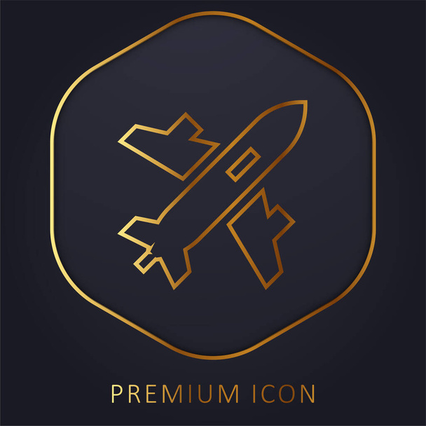 Uçak altın çizgisi prim logosu veya simgesi - Vektör, Görsel