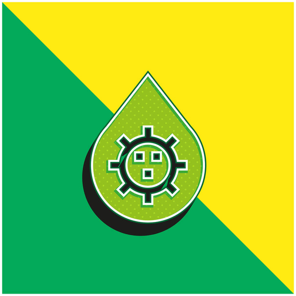 Bloed Groen en geel modern 3D vector pictogram logo - Vector, afbeelding