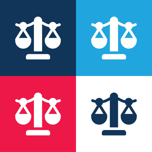 Balance niebieski i czerwony zestaw czterech kolorów minimalny zestaw ikon - Wektor, obraz
