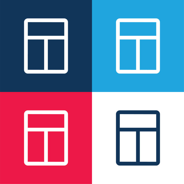 Big Layout blue and red four color minimal icon set - Vector, Image
