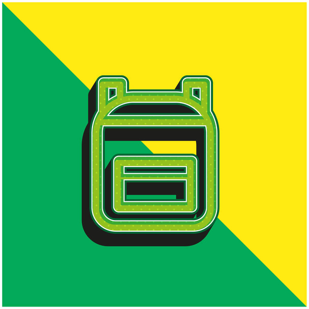 Backpack Green and yellow modern 3d vector icon logo - Vector, Image