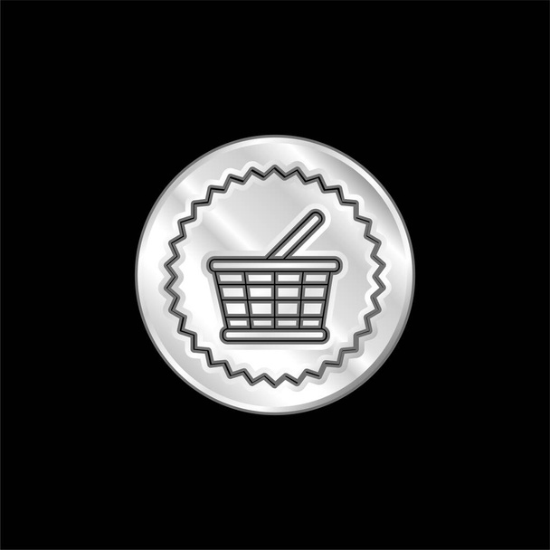 Καλάθι Εμπορικό σύμβολο επάργυρο μεταλλικό εικονίδιο - Διάνυσμα, εικόνα