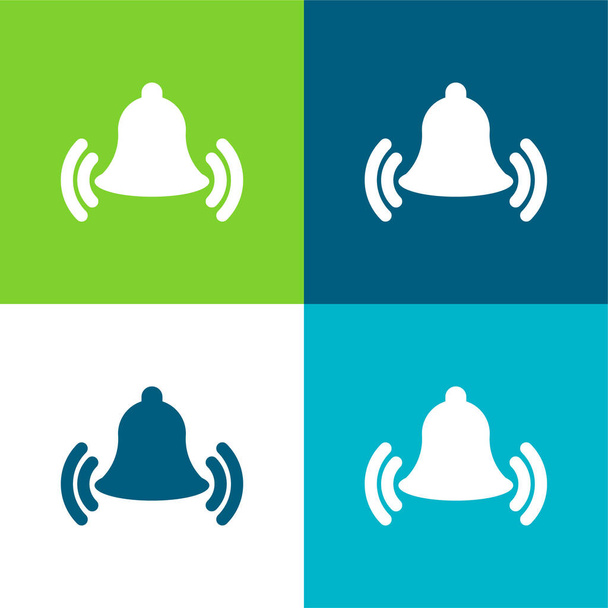 Alarme Bell Tocando Flat quatro cores conjunto de ícones mínimos - Vetor, Imagem