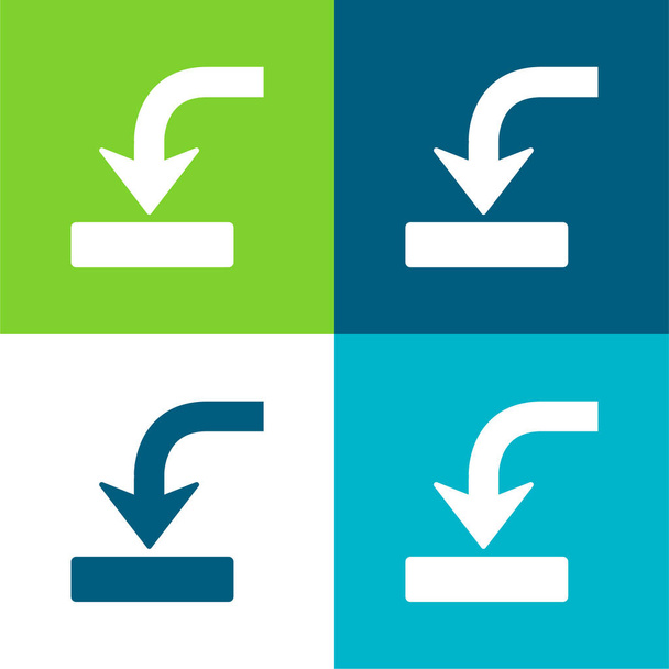 Arrow Into Drive Symbol Conjunto de ícones mínimos de quatro cores plano - Vetor, Imagem