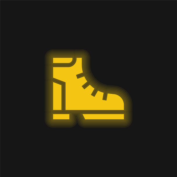 Boot żółty świecący neon ikona - Wektor, obraz