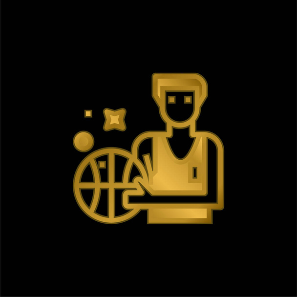 Basketbal pozlacená metalická ikona nebo vektor loga - Vektor, obrázek