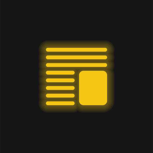 Artikkeli keltainen hehkuva neon kuvake - Vektori, kuva