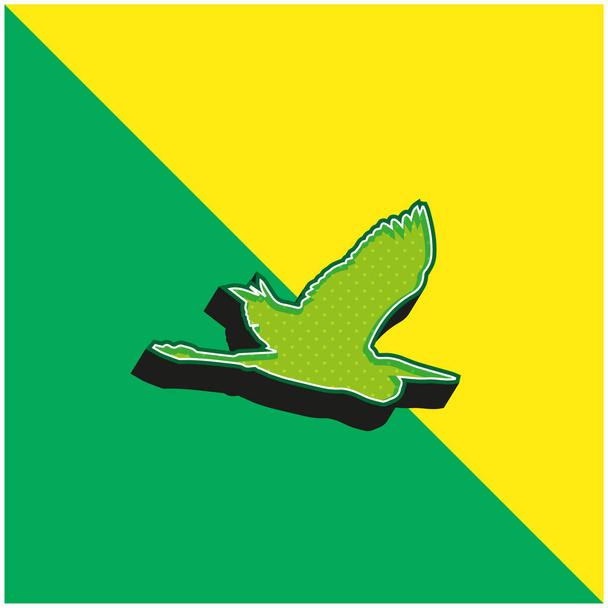 鳥ヘロン飛行形緑と黄色の現代的な3Dベクトルアイコンのロゴ - ベクター画像