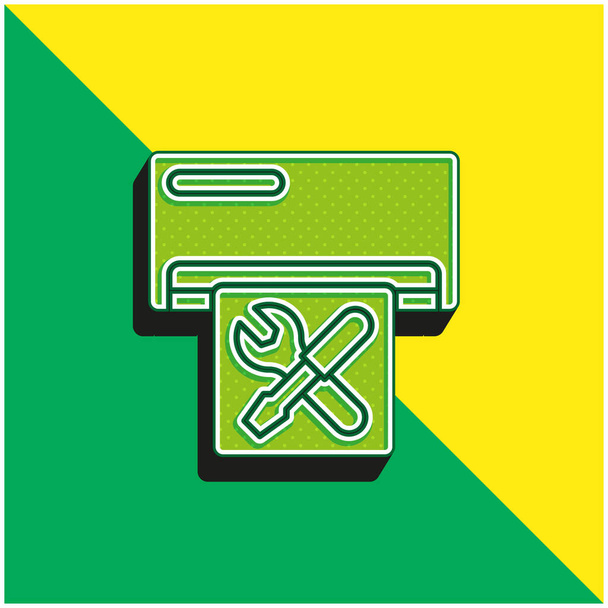 エアコン緑と黄色の現代的な3Dベクトルアイコンのロゴ - ベクター画像