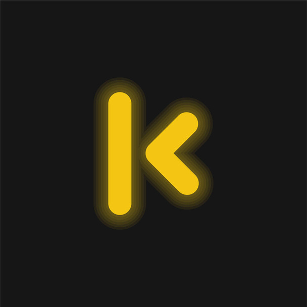 Botão de seta para iniciar amarelo brilhante ícone de néon - Vetor, Imagem
