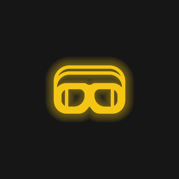 Aeroplane Pilot Glasses yellow glowing neon icon - Vector, Image