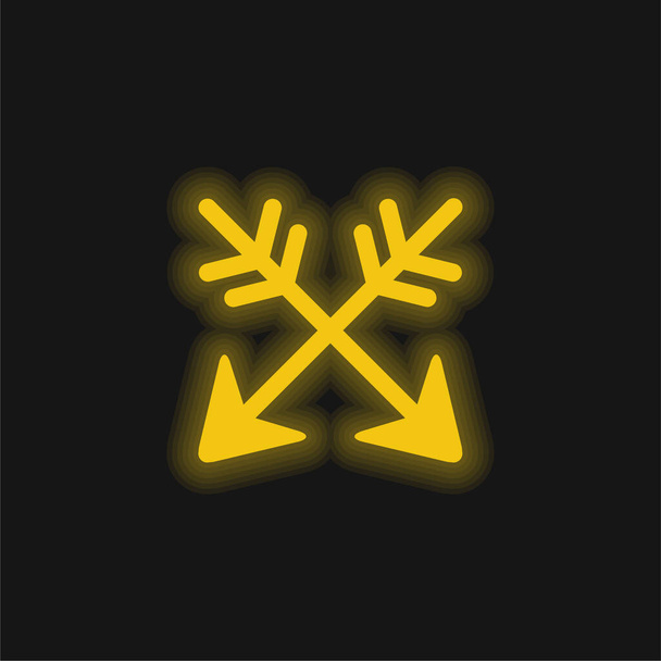 Arrows żółty świecący neon ikona - Wektor, obraz