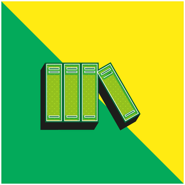 Książki Ułożone pionowo zielony i żółty nowoczesny ikona wektora 3D logo - Wektor, obraz