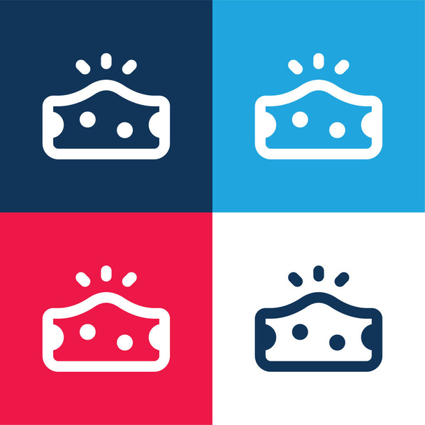 Ensemble d'icônes minime allergie bleu et rouge à quatre couleurs - Vecteur, image
