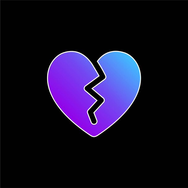 Borken Heart icône vectorielle dégradé bleu - Vecteur, image