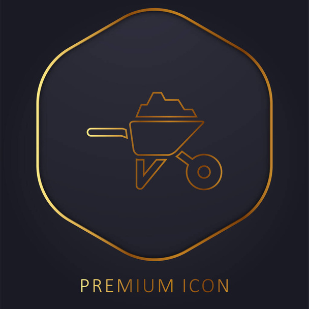 Schubkarre mit Baumaterialien goldene Linie Premium-Logo oder Symbol - Vektor, Bild