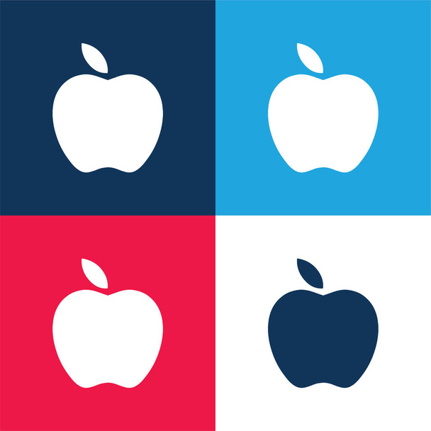 Apple Siyah Meyve Şekli Mavi ve Kırmızı Minimum Renk Simgesi - Vektör, Görsel