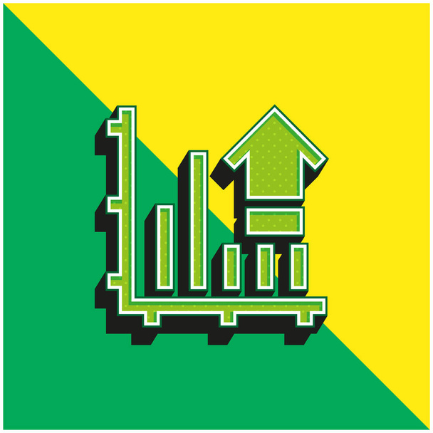Бар Граф Зеленый и желтый современный 3d векторный логотип - Вектор,изображение