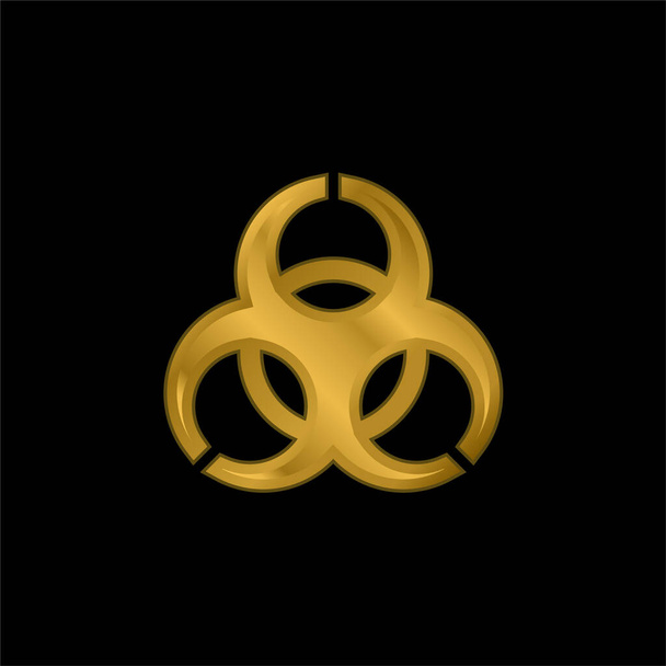 Biohazard gold plated metalic icon or logo vector - Vector, Image