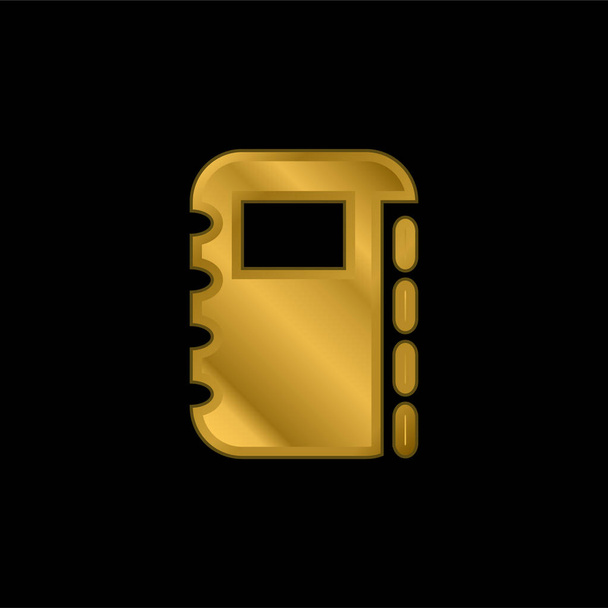 Carnet d'adresses icône métallique plaqué or ou vecteur de logo - Vecteur, image