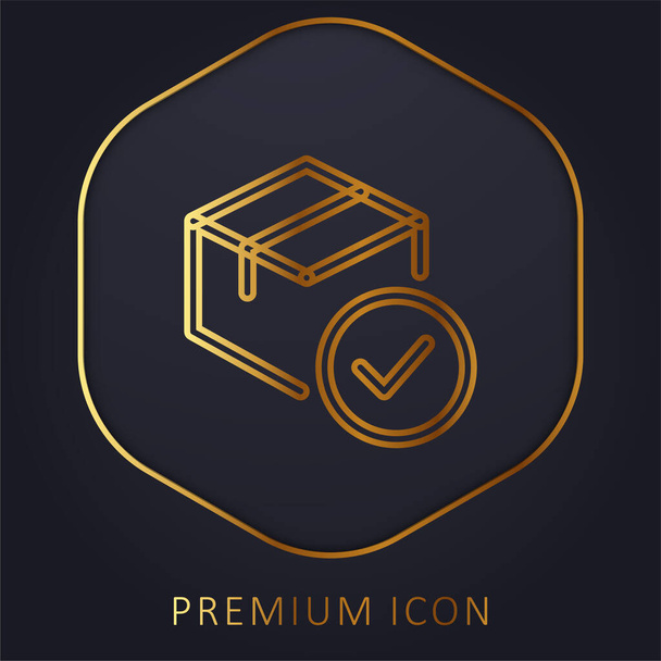 Aprovação linha dourada logotipo premium ou ícone - Vetor, Imagem