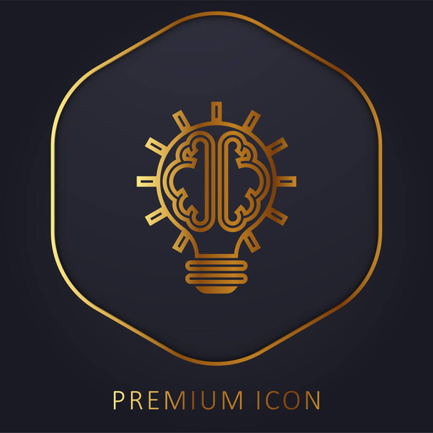Brain golden line prémium logó vagy ikon - Vektor, kép