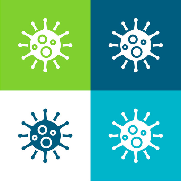 Bacterias Plano de cuatro colores mínimo icono conjunto - Vector, imagen