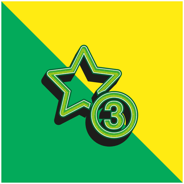3つ星シンボルグリーンとイエローのモダンな3Dベクトルアイコンロゴ - ベクター画像