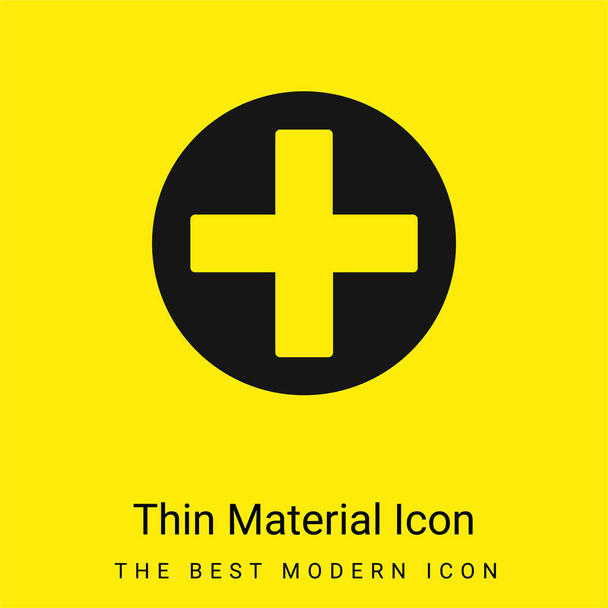Add Button Circle minimális fényes sárga anyag ikon - Vektor, kép