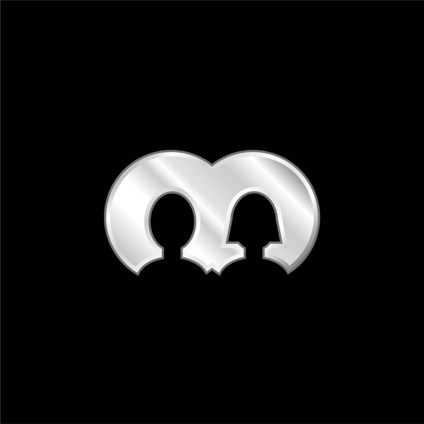 Boy and Girl User Avatars postříbřená kovová ikona - Vektor, obrázek