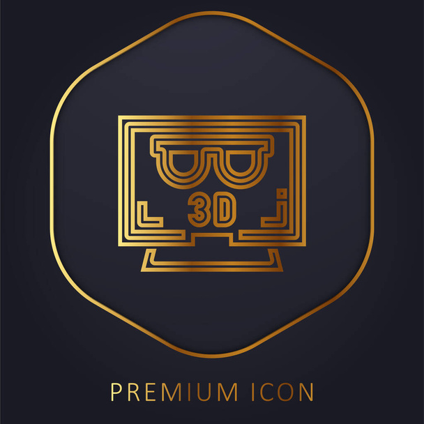 Логотип или значок премиальной линии 3D Movie Gold - Вектор,изображение