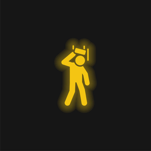Onnettomuus keltainen hehkuva neon kuvake - Vektori, kuva