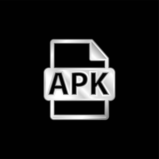 APKファイル形式シンボル銀メッキ金属アイコン - ベクター画像