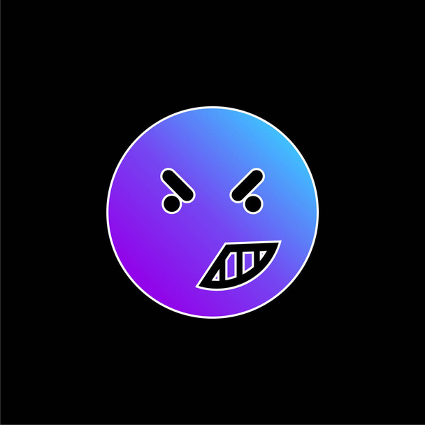 Gniew na twarzy Emoticon zaokrąglony kwadratowy zarys niebieski gradientowy wektor ikona - Wektor, obraz