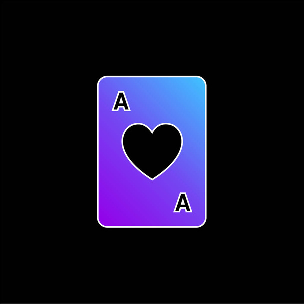 icône vectorielle de dégradé bleu Ace Of Hearts - Vecteur, image