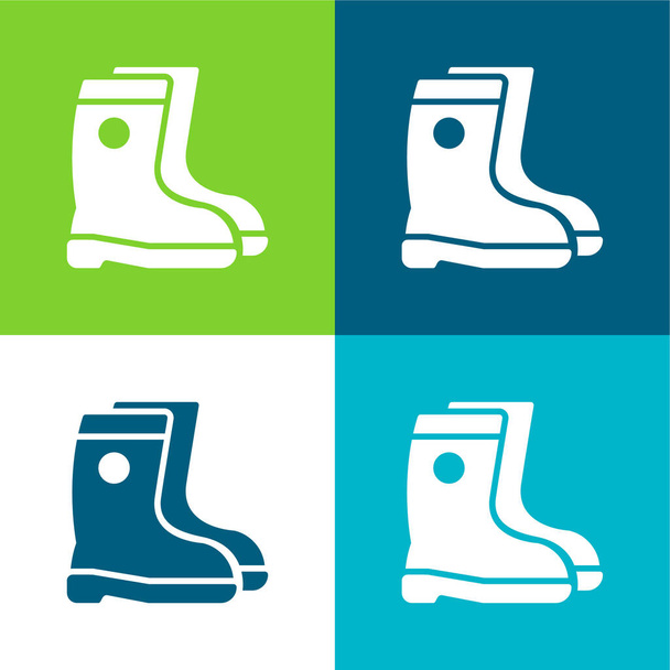 Boots Flat čtyři barvy minimální ikona nastavena - Vektor, obrázek