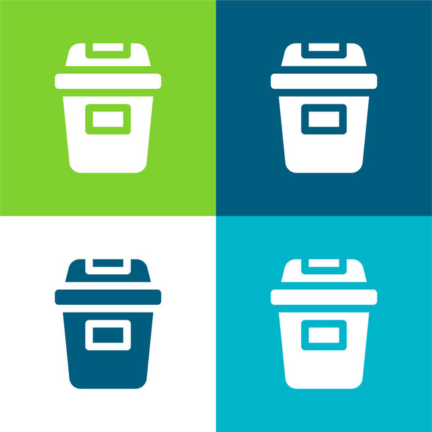 Set di icone minimali a quattro colori Bin Flat - Vettoriali, immagini