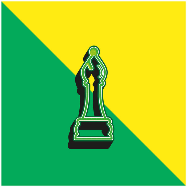 Bishop Chess Piece Outline Logo vectoriel 3D moderne vert et jaune - Vecteur, image