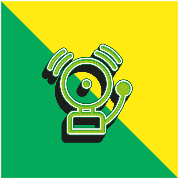 アラームグリーンと黄色の現代的な3Dベクトルアイコンのロゴ - ベクター画像