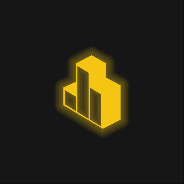 3D tyče Grafická žlutá zářící neonová ikona - Vektor, obrázek