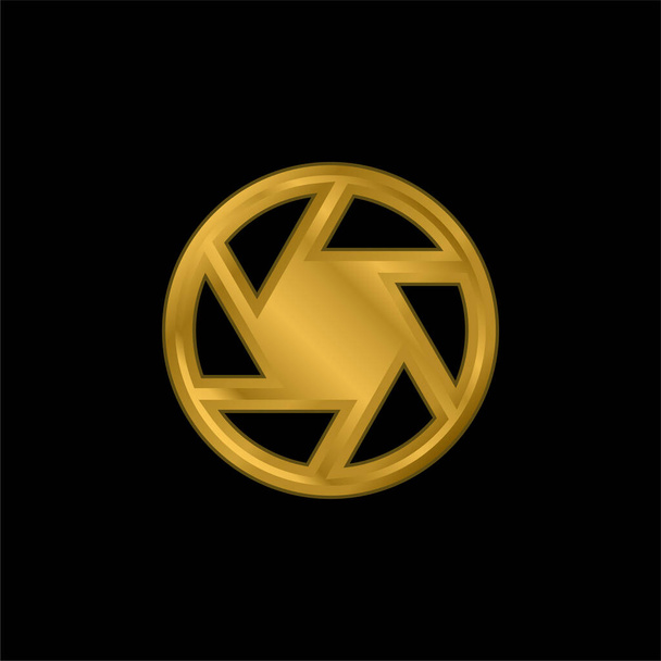 Aperture gold plated metalic icon or logo vector - Vector, Image