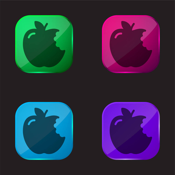 Apple cztery kolor szklany przycisk ikona - Wektor, obraz