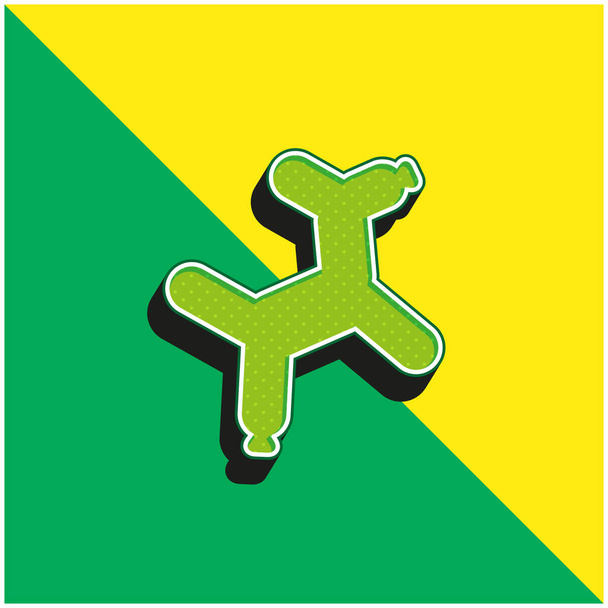 Ilmapallo Koira Vihreä ja keltainen moderni 3d vektori kuvake logo - Vektori, kuva