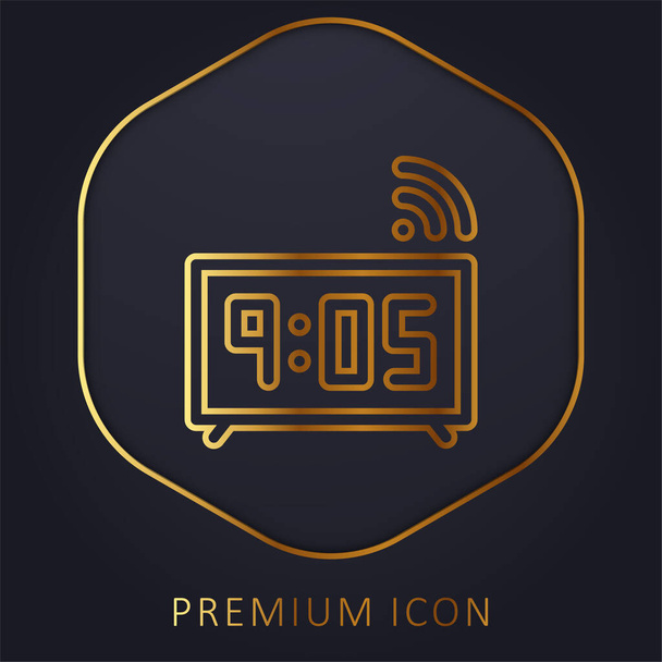 Alarm golden line premium logo or icon - Vector, Image