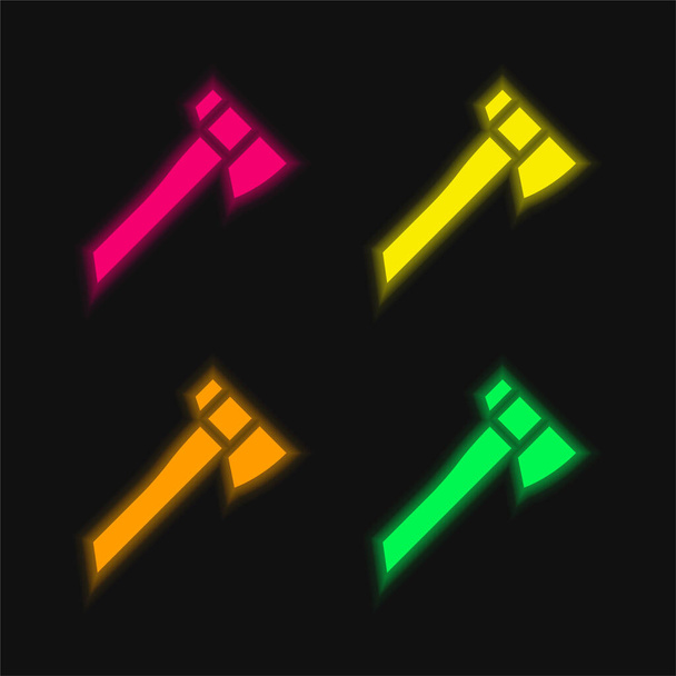 4色の輝くネオンベクトルのアイコン - ベクター画像