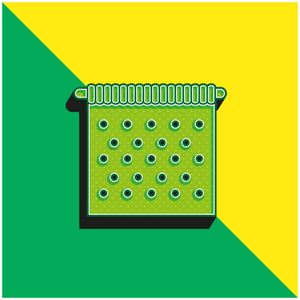 Cuarto de baño colgante toalla verde y amarillo moderno vector 3d icono logo - Vector, imagen