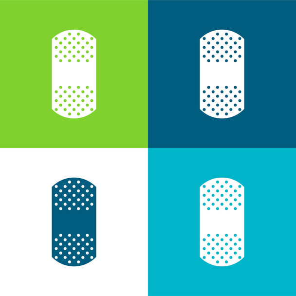 Band Aid Flat четыре цвета минимальный набор значков - Вектор,изображение