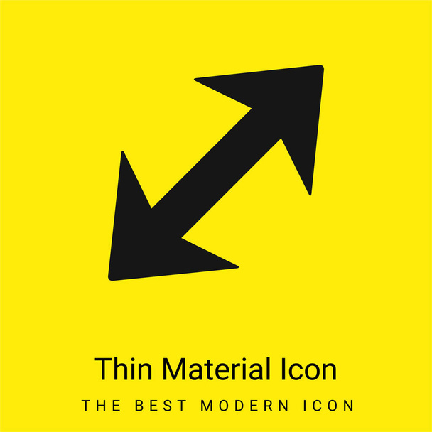 Arrow Diagonal With Two Points To Opposite Directions minimal bright yellow material icon - Vector, Image