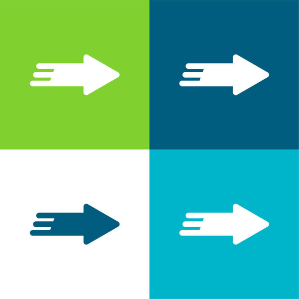 Freccia destra piatto quattro colori set di icone minime - Vettoriali, immagini
