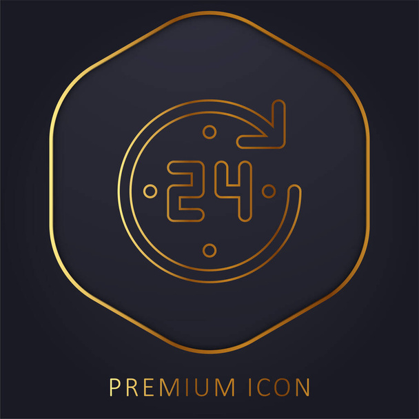 24 Godziny złotej linii logo premium lub ikona - Wektor, obraz